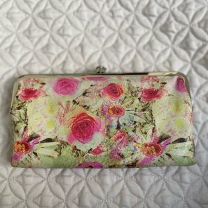 HOBO Leather Floral Clutch Wallet